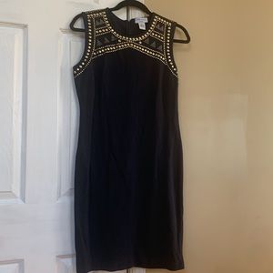 Carmen Marc Valvo Beautiful navy blue dress with gold adornment.never worn.